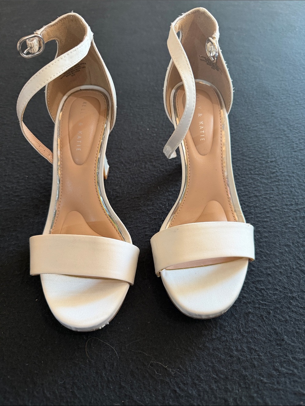 Wedding shoes 
Cream Ankle-Strap Block Heel Sandals